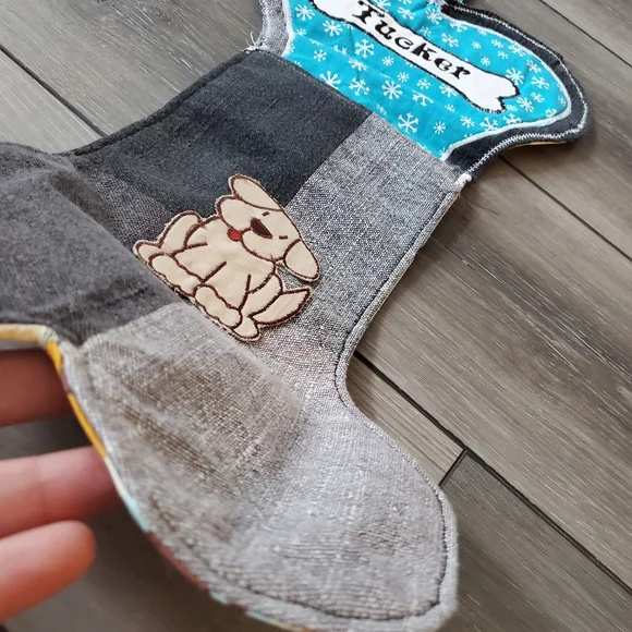 Custom handmade "Tucker" Christmas stocking for dog - Picture 7 of 12